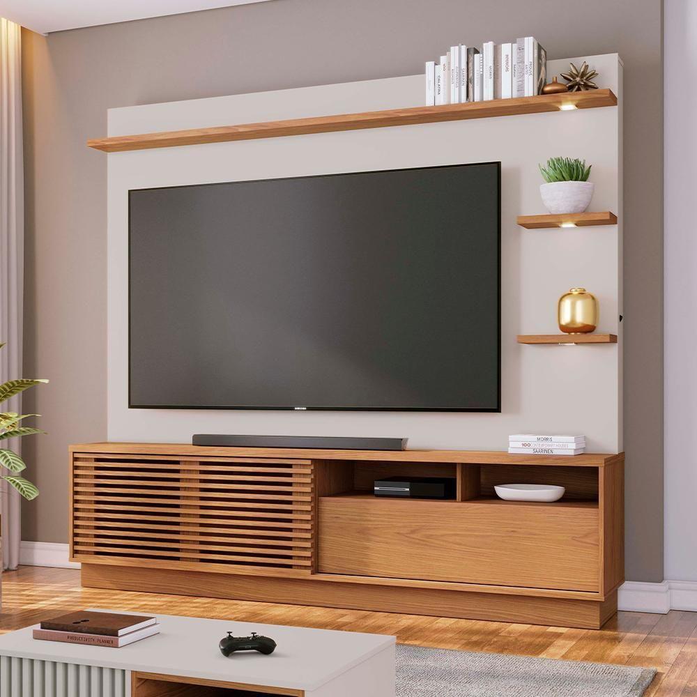 Estante Home Tv 70 Pol 200 Cm Campeche Freijo Off White Matte Colibri - 2