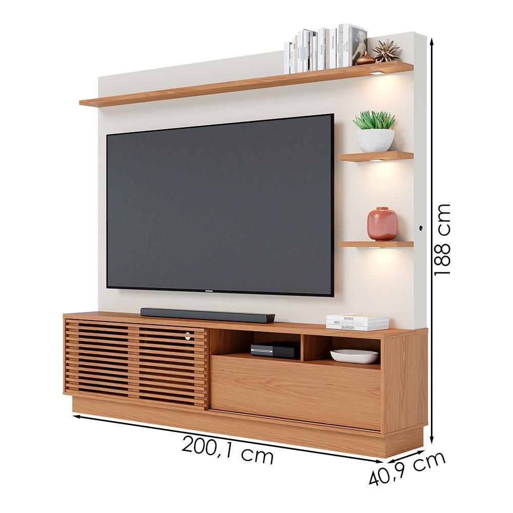 Estante Home Tv 70 Pol 200 Cm Campeche Freijo Off White Matte Colibri - 3