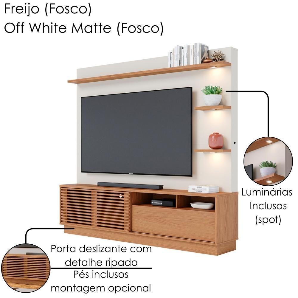 Estante Home Tv 70 Pol 200 Cm Campeche Freijo Off White Matte Colibri - 6
