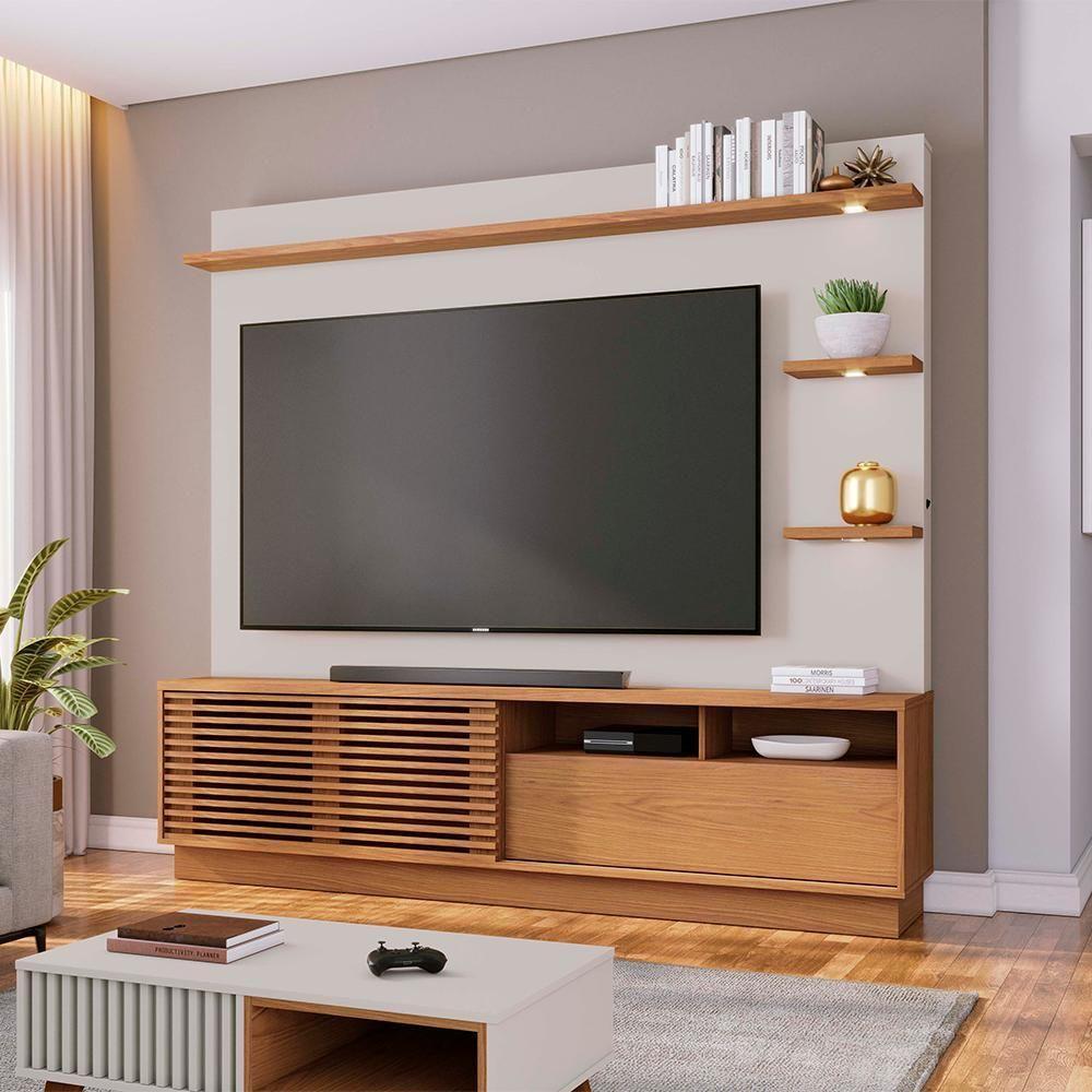 Estante Home Tv 70 Pol 200 Cm Campeche Freijo Off White Matte Colibri - 10