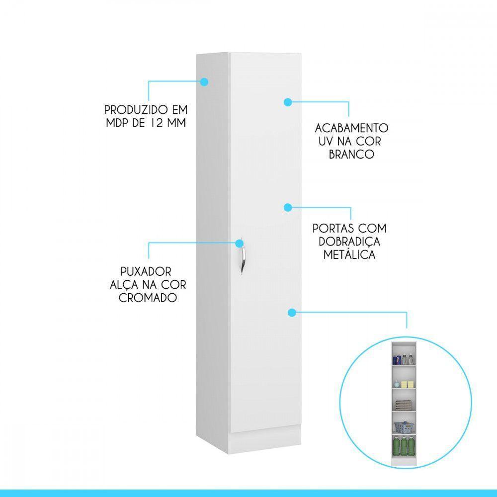 Armário Multiuso Com 1 Porta 39x182cm Mdp 0802 Menu Móveis Branco - 2