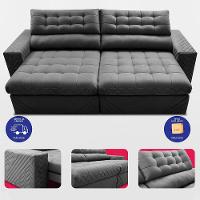 Sofá Retrátil E Reclinável 2,70m Molas Ensacadas Max Spring. Velusoft Cama Inbox Cinza - 6