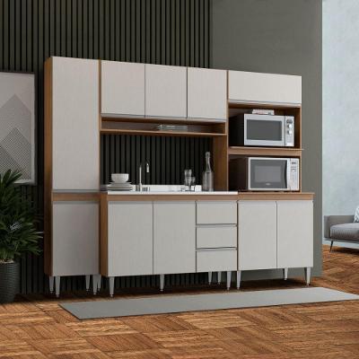 Armário De Cozinha P- Kitnet 240x202cm 4 Peças Menu Móveis Branco