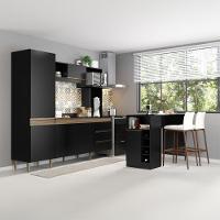 Kit Cozinha Compacta Balcão Tampo Bancada Ilha Menu Móveis Preto - 1