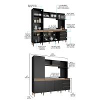 Kit Cozinha Compacta Balcão Tampo Bancada Ilha Menu Móveis Preto - 2