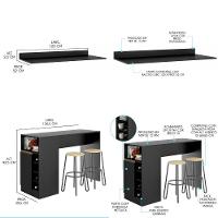 Kit Cozinha Compacta Balcão Tampo Bancada Ilha Menu Móveis Preto - 3