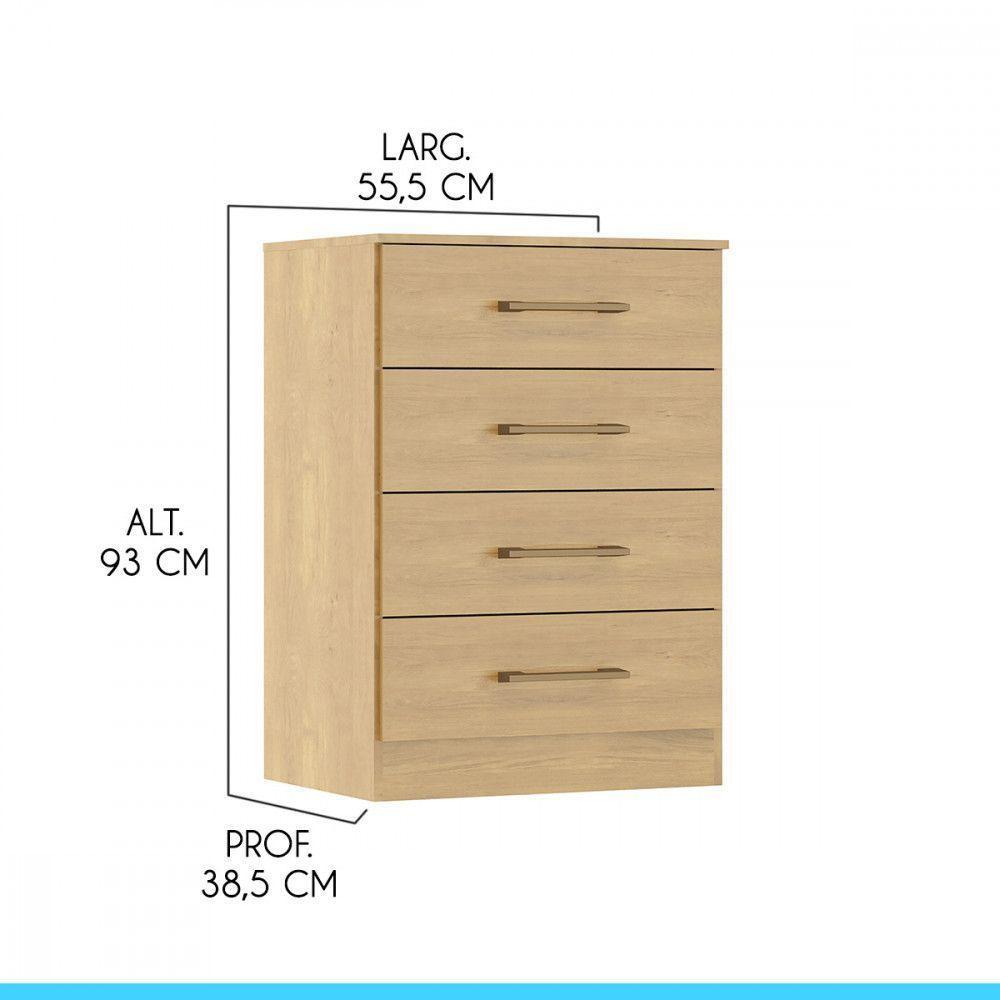 Armário Gaveteiro Multiuso 55x93cm Mdp 2007 Menu Móveis Carvalho - 3