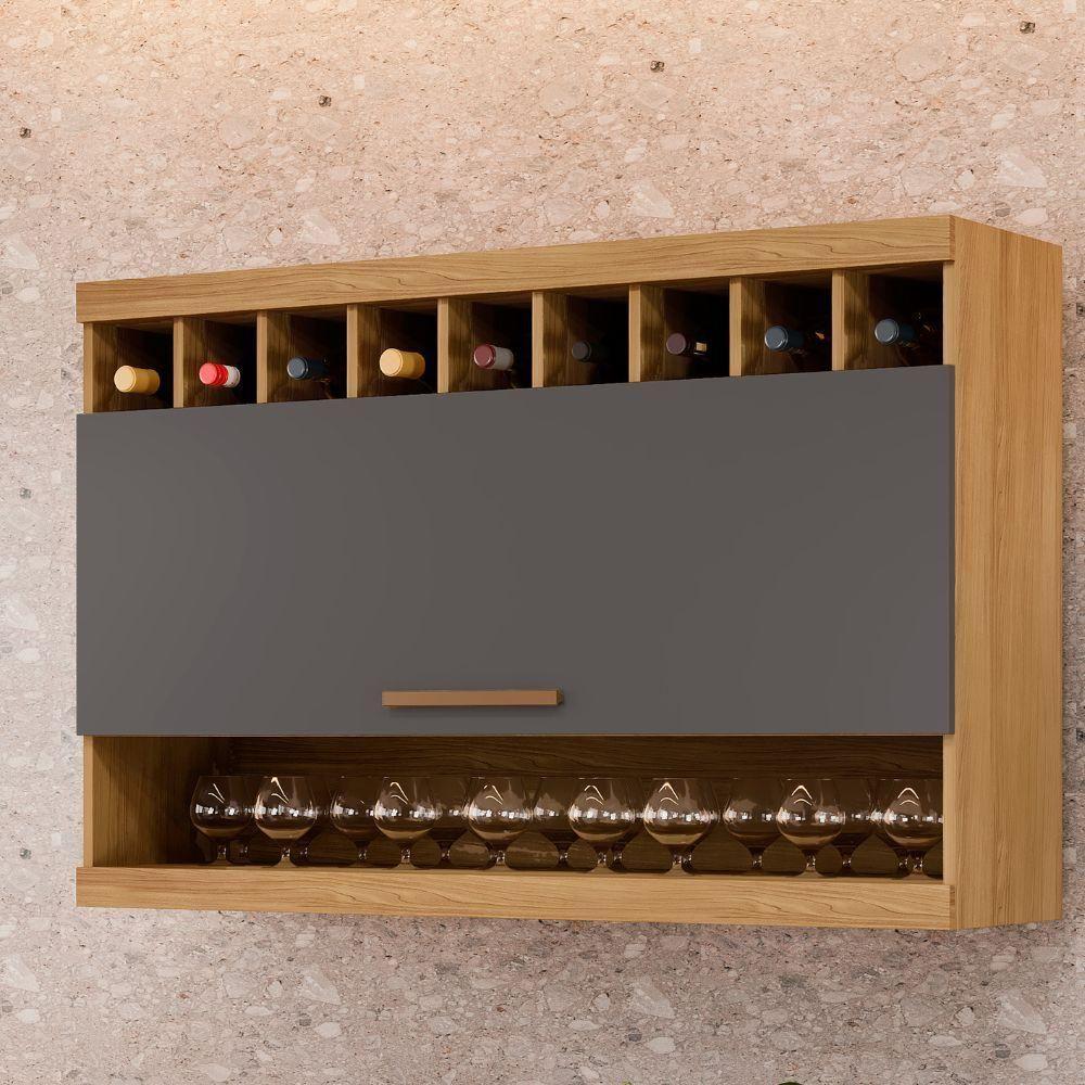 Armário Aéreo Opala 1 Porta Cinamomo Grafite Arte Móveis - 2