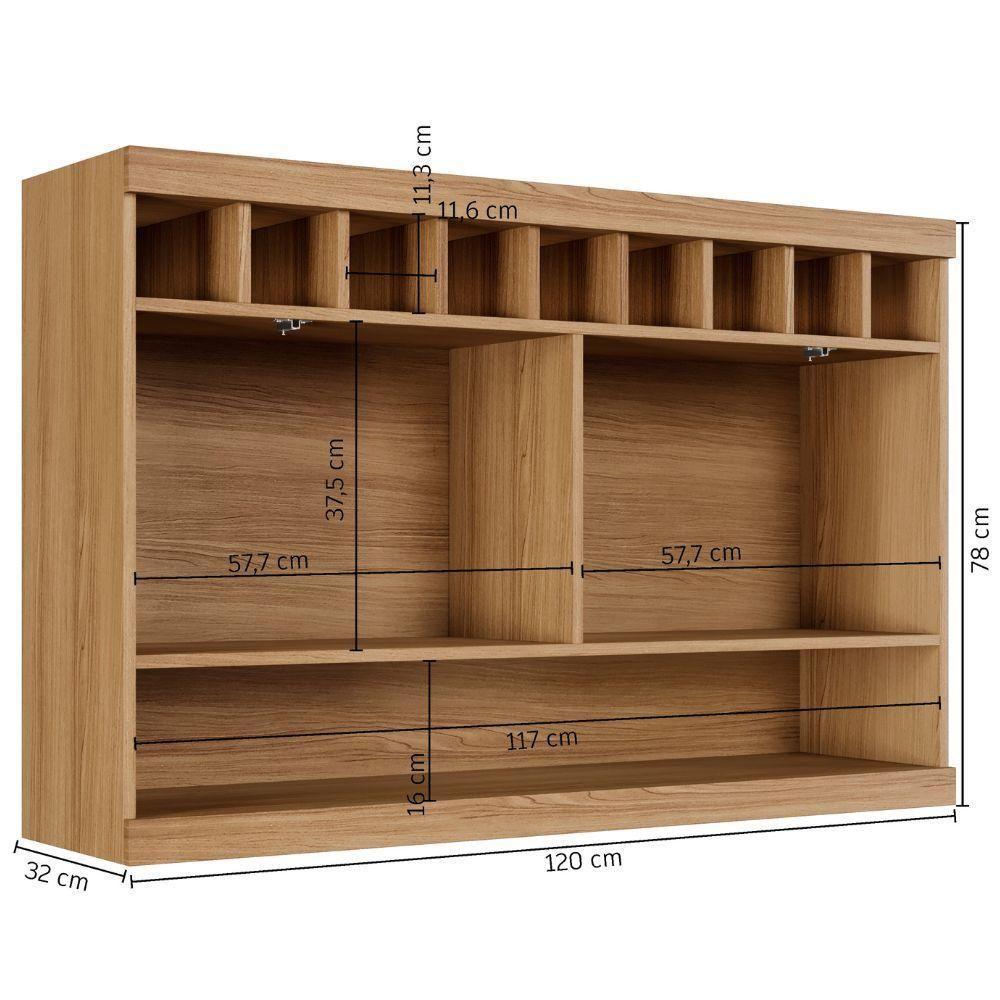 Armário Aéreo Opala 1 Porta Cinamomo Grafite Arte Móveis - 3