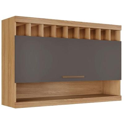 Armário Aéreo Opala 1 Porta Cinamomo Grafite Arte Móveis