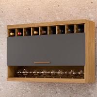 Armário Aéreo Opala 1 Porta Cinamomo Grafite Arte Móveis - 2