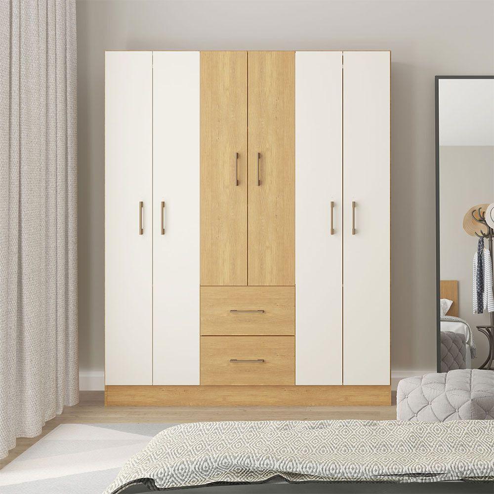 Roupeiro Casal 139x172cm Mdp Carvalho Menu Móveis Carvalho - 1