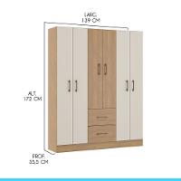 Roupeiro Casal 139x172cm Mdp Carvalho Menu Móveis Carvalho - 3