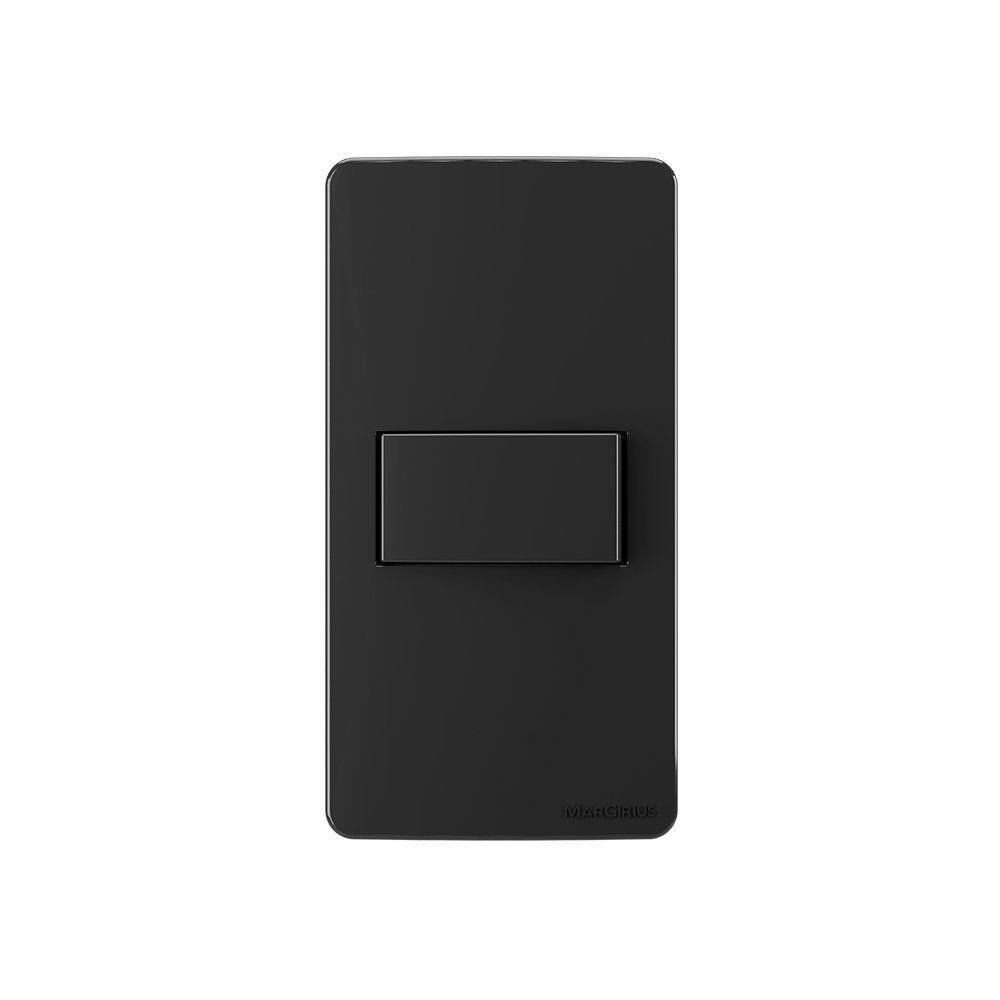 Placa Para Condulete Caixa 1" Com Interruptor Simples Margirius Sleek 10a Preto Ebony Preto - 1