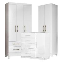 Guarda Roupa Infantil Lima Com Cômoda Vênus E Armário Multiuso New íris Branco Brilho – Moval - 1