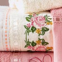 Jogo De Banho Bordado Ponto Russo Algodão 5 Peças - Palha-rosa - 2