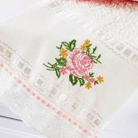 Jogo De Banho Bordado Ponto Russo Algodão 5 Peças - Palha-rosa - 3