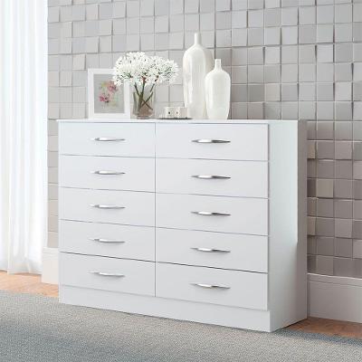 Cômoda Casal 10 Gavetas 117x92cm Mdp Branco 3017 Menu Móveis Branco