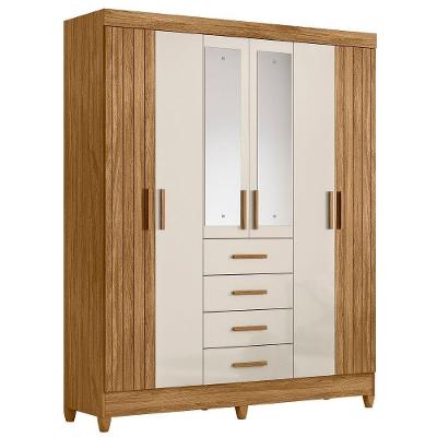 Guarda Roupa Casal Espelho 6p 165 Cm Aruba Freijo Off White Friso Moval