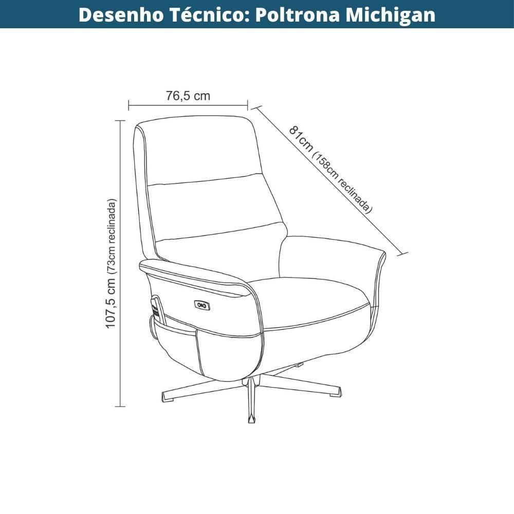 Poltrona Massagem Reclinável Michigan Rivatti Pu Preto - 4