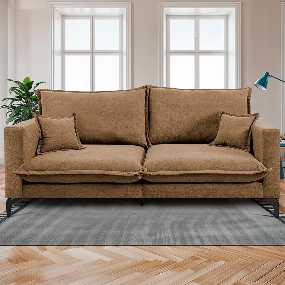 Sofá 2 Lugares Modular Boma. 1,70m Boucle Sofá Inbox Caramelo. - 2