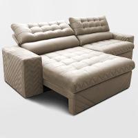 Sofá Retrátil E Reclinável 2,70m Molas Ensacadas Max Spring. Velusoft Cama Inbox Bege - 6