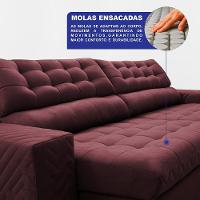 Sofá Retrátil E Reclinável 2,70m Molas Ensacadas Max Spring. Velusoft Cama Inbox Vinho
