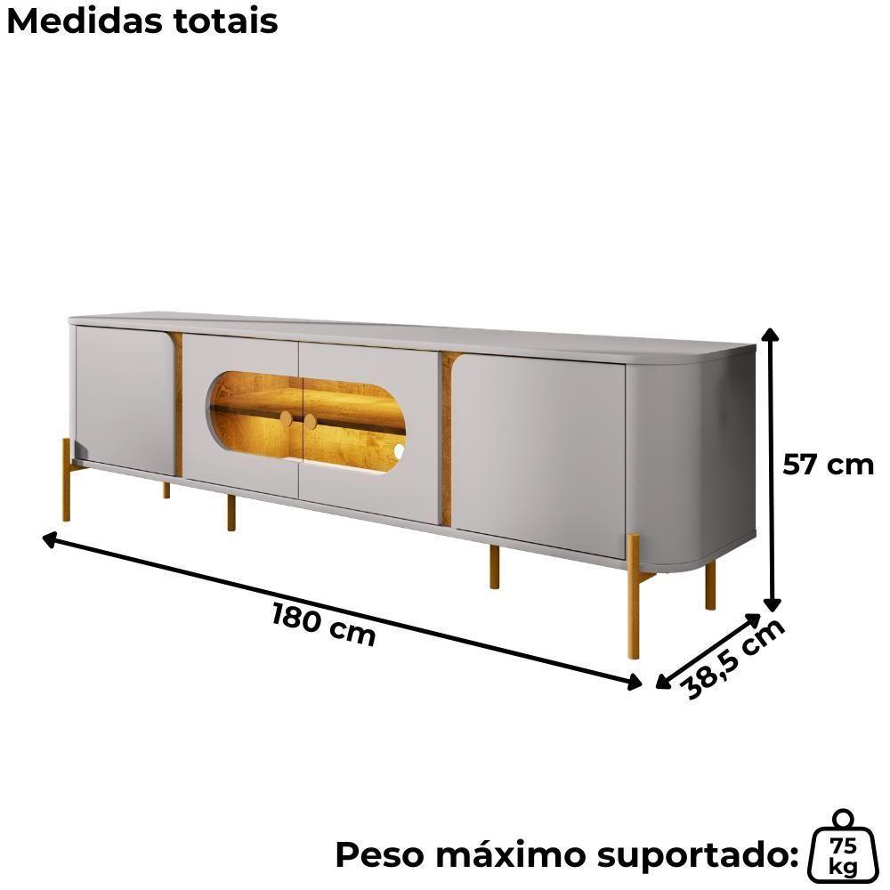 Rack Bancada Tv 75 Pol Organico 180 Cm Juquehy Off White Cinamomo Bechara - 3