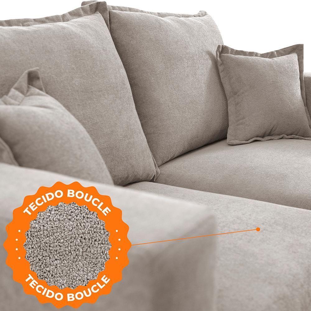 Sofá 2 Lugares Modular Boma. 1,70m Boucle Sofá Inbox Bege Claro - 8