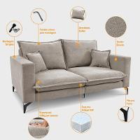 Sofá 2 Lugares Modular Boma. 1,70m Boucle Sofá Inbox Bege Claro