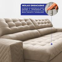 Sofá Retrátil E Reclinável 2,30m Molas Ensacadas Max Spring. Velusoft Cama Inbox Bege