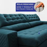 Sofá Retrátil E Reclinável 2,70m Molas Ensacadas Max Spring. Velusoft Cama Inbox Petróleo