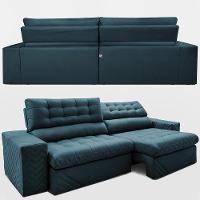 Sofá Retrátil E Reclinável 2,70m Molas Ensacadas Max Spring. Velusoft Cama Inbox Petróleo - 7