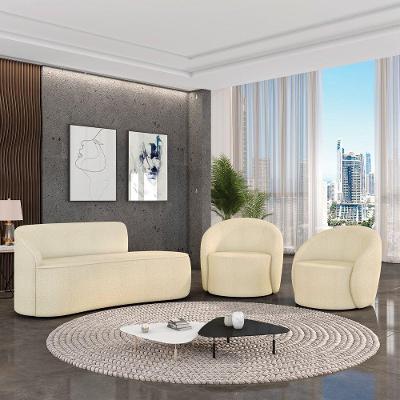 Sofá 3 Lugares Orgânico 180cm Morgan E 2 Poltronas Lua Bouclê Bege