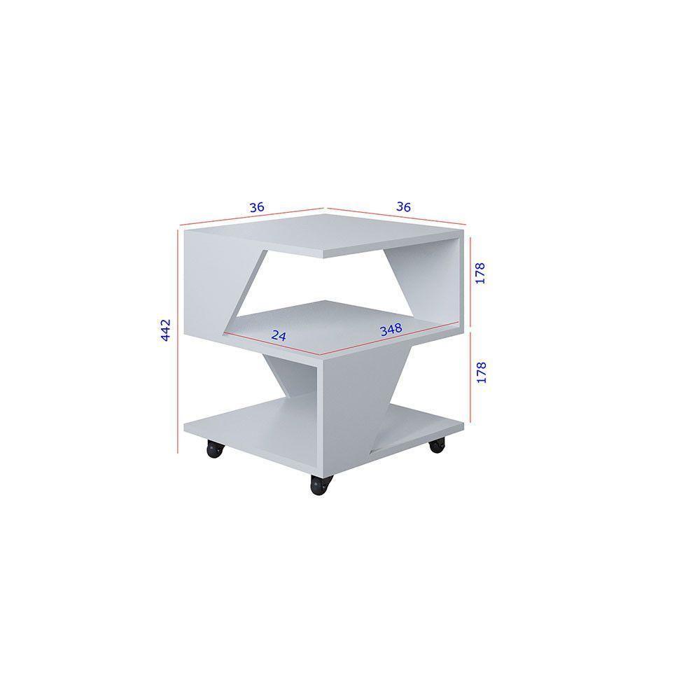 Kit Com 2 Mesa De Cabeceira Spin Para Quarto Casal Poquema Branco-carvalho - 4