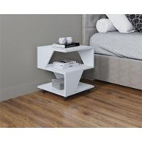 Kit Com 2 Mesa De Cabeceira Spin Para Quarto Casal Poquema Branco-carvalho - 2