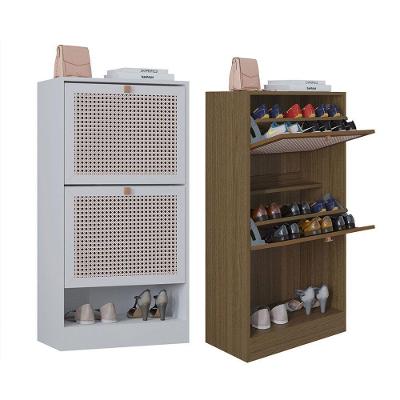 Kit 2 Sapateiras Tropical 2 Portas Multiuso Vertical Poquema Carvalho-branco