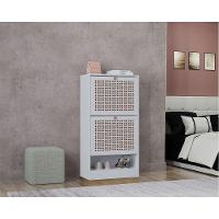 Kit 2 Sapateiras Tropical 2 Portas Multiuso Vertical Poquema Carvalho-branco - 2