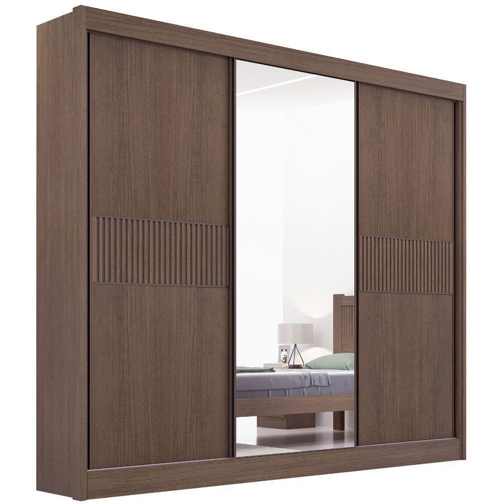 Guarda Roupa Cristal Ripado Castanho Off White 3 Portas 6 Gavetas D?doro - 6