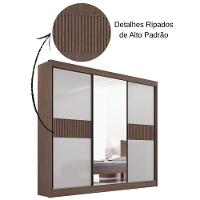 Guarda Roupa Cristal Ripado Castanho Off White 3 Portas 6 Gavetas D?doro - 5