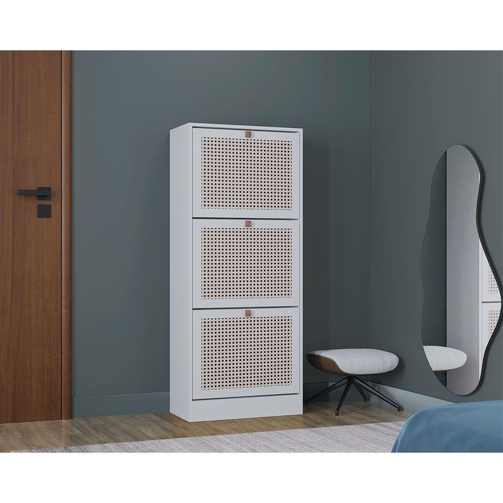 Kit Sapateira Spin Tropical 3 Portas E 2 Mesas De Cabeceira Carvalho-branco - 4