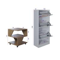 Kit Sapateira Spin Tropical 3 Portas E 2 Mesas De Cabeceira Carvalho-branco - 3