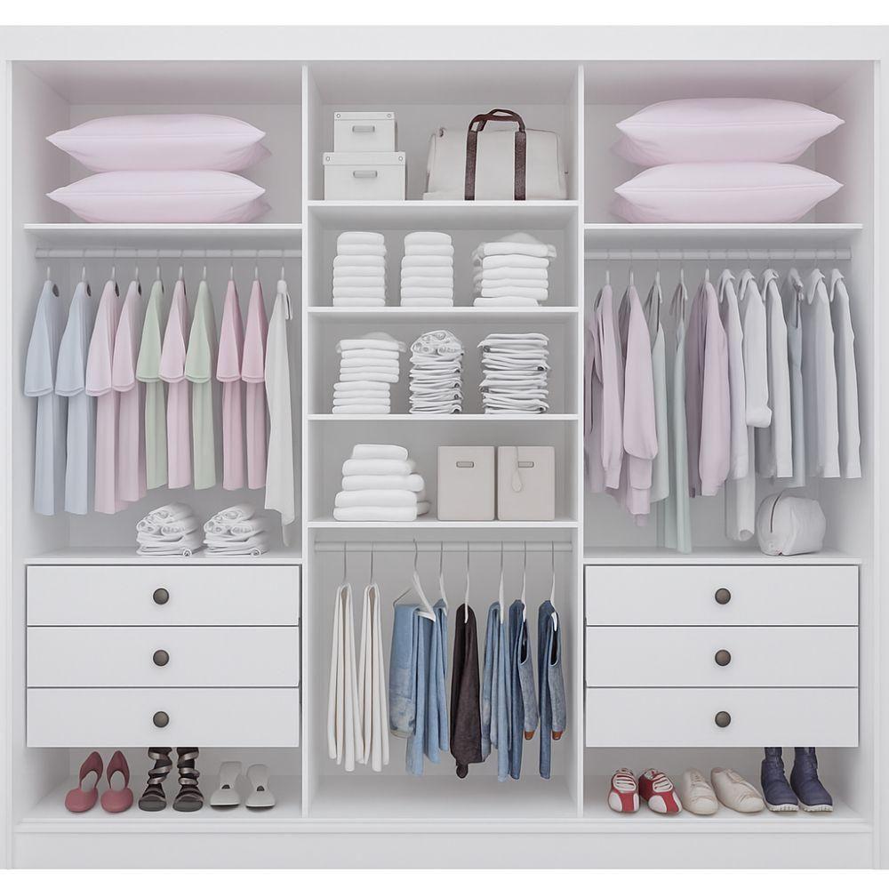 Guarda Roupa Cristal Branco 3 Portas 6 Gavetas D?doro - 2