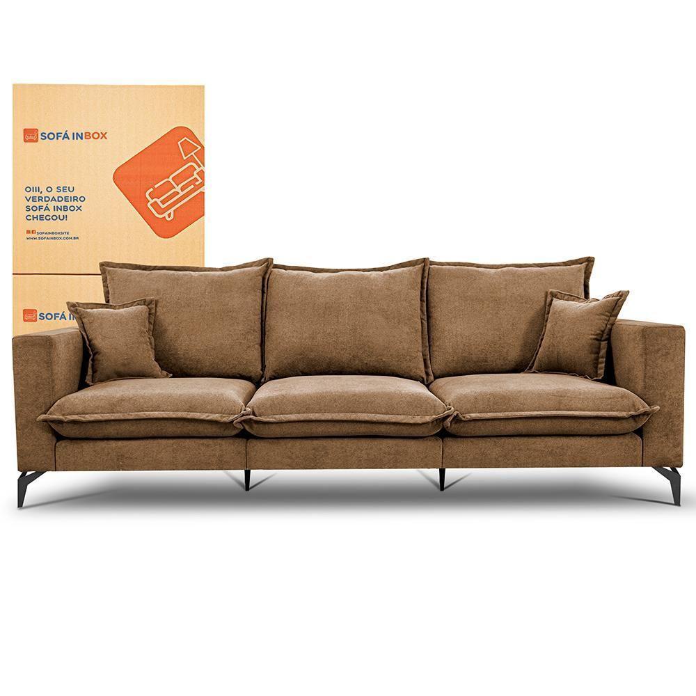 Sofá 3 Lugares Modular Boma. 2,40m Boucle Sofá Inbox Caramelo. - 2