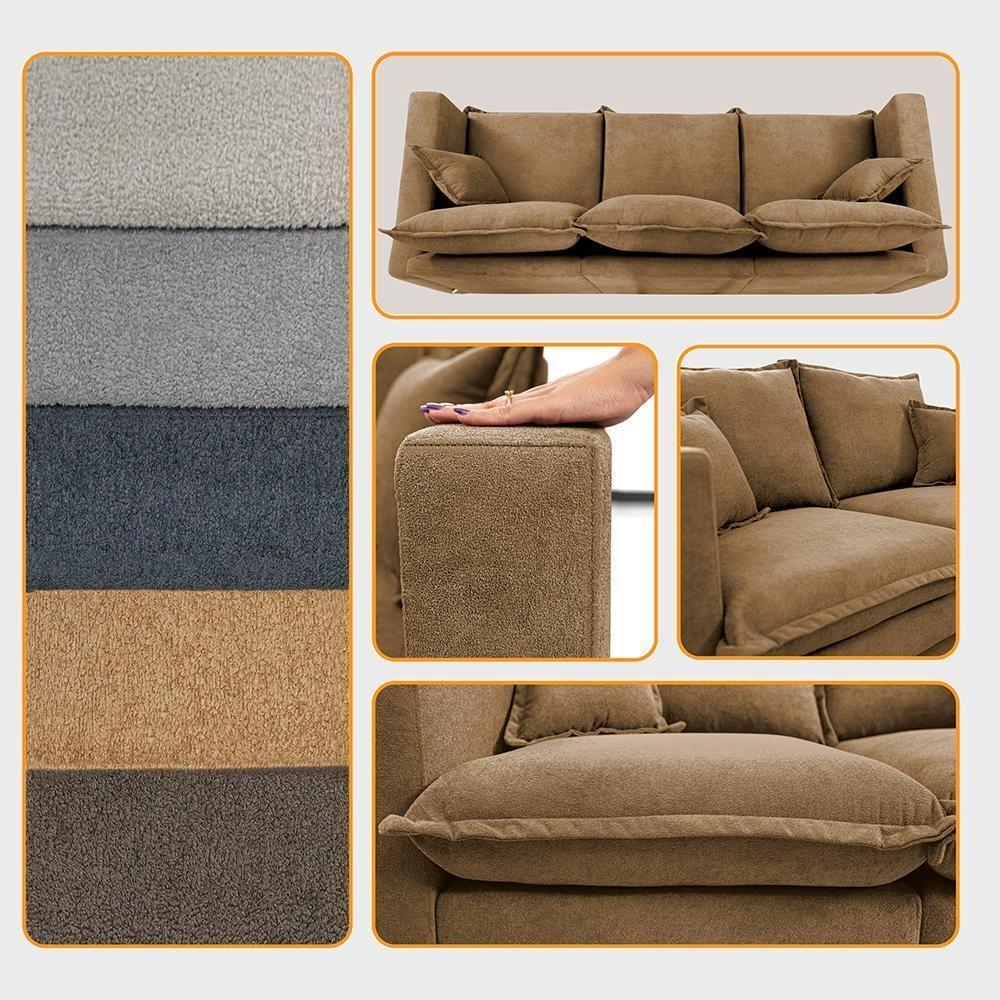 Sofá 3 Lugares Modular Boma. 2,40m Boucle Sofá Inbox Caramelo. - 6