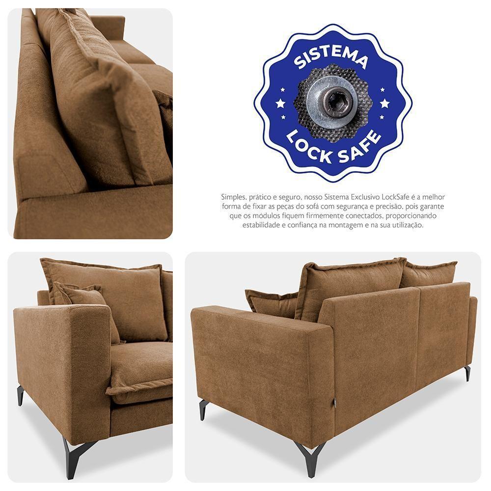 Sofá 3 Lugares Modular Boma. 2,40m Boucle Sofá Inbox Caramelo. - 10