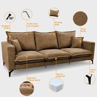 Sofá 3 Lugares Modular Boma. 2,40m Boucle Sofá Inbox Caramelo.