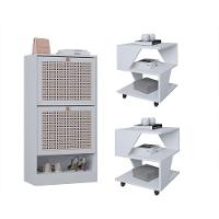 Kit Sapateira 2 Portas E 2 Mesas De Cabeceira-centro Poquema Branco - 1