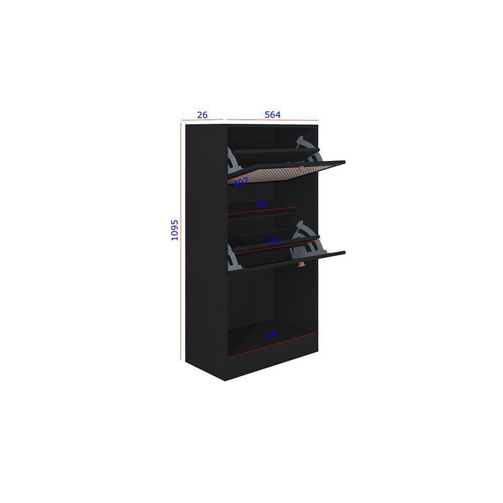 Kit 2 Sapateiras Tropical 2 Portas Multiuso Vertical Poquema Carvalho-preto - 4