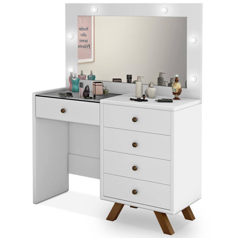 Penteadeira Camarim Com Espelho 00809101 Branco Lpa Branco - 1